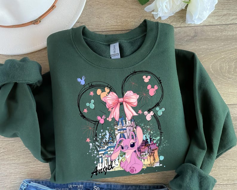 Mickey Ear Stitch and Minnie Bow Angel Couple Shirt, Disney Stitch Ear Boy Shirt, Minnie Bow Angel Girl Tee, Disney Trip Family Matching Tee