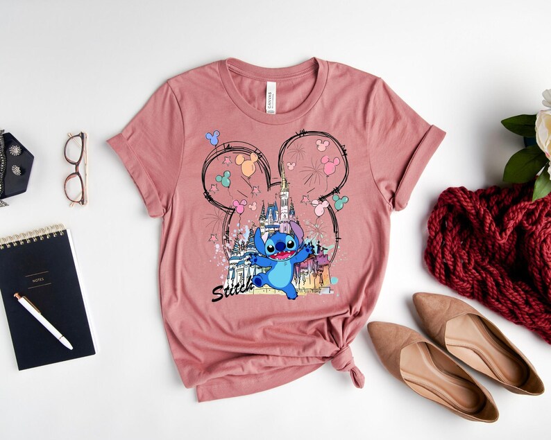 Mickey Ear Stitch and Minnie Bow Angel Couple Shirt, Disney Stitch Ear Boy Shirt, Minnie Bow Angel Girl Tee, Disney Trip Family Matching Tee