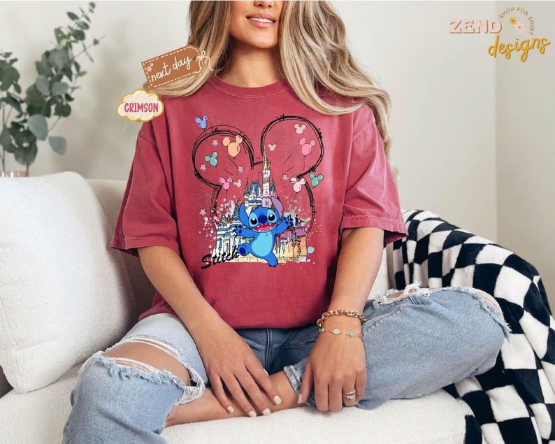 Comfort Colors® Mickey Ear Stitch and Minnie Bow Angel Couple Shirt, Disney Stitch Ear Boy Shirt, Minnie Bow Angel Girl Tee, Disney Trip Tee