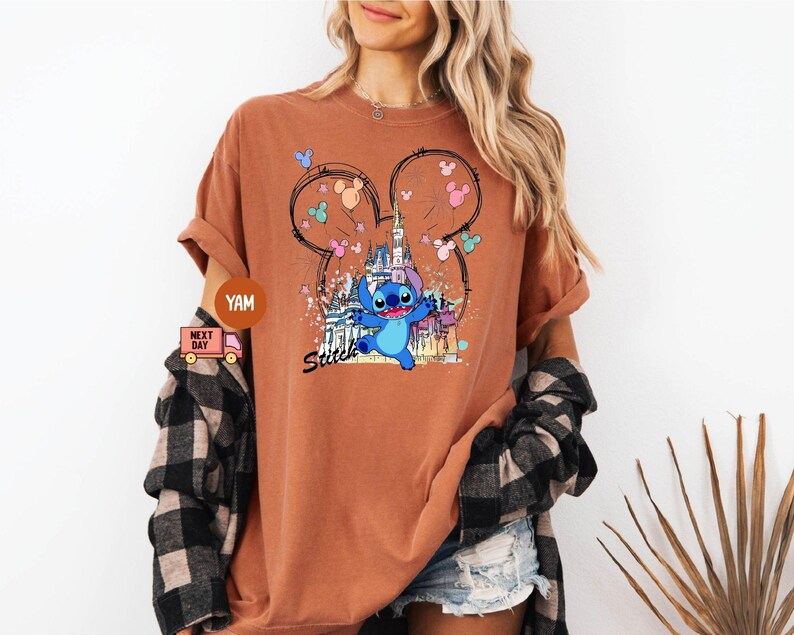 Comfort Colors® Mickey Ear Stitch and Minnie Bow Angel Couple Shirt, Disney Stitch Ear Boy Shirt, Minnie Bow Angel Girl Tee, Disney Trip Tee