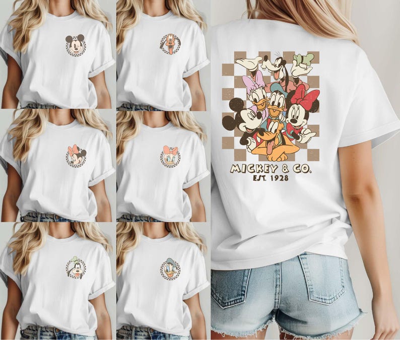 Retro Mickey Minnie Shirts, Retro Mickey and Friends Shirt, Retro Disney Trip Shirt, Checkered Mickey Shirt, Disney Family Vacation Shirt