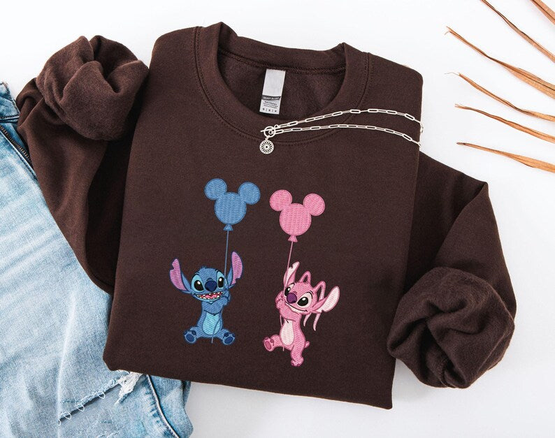 Blue Alien And Pink Holding Balloons Embroidered product image 3