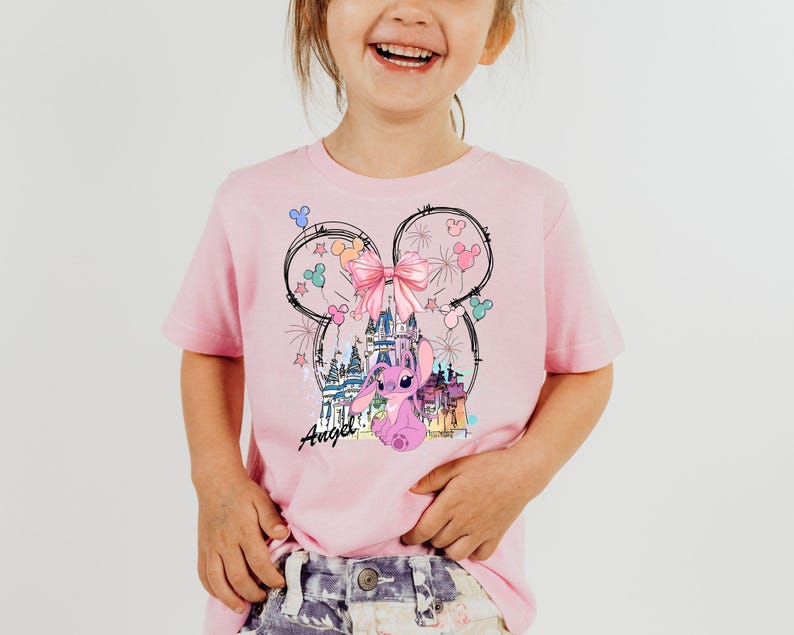 Mickey Ear Stitch and Minnie Bow Angel Couple Shirt, Disney Stitch Ear Boy Shirt, Minnie Bow Angel Girl Tee, Disney Trip Family Matching Tee