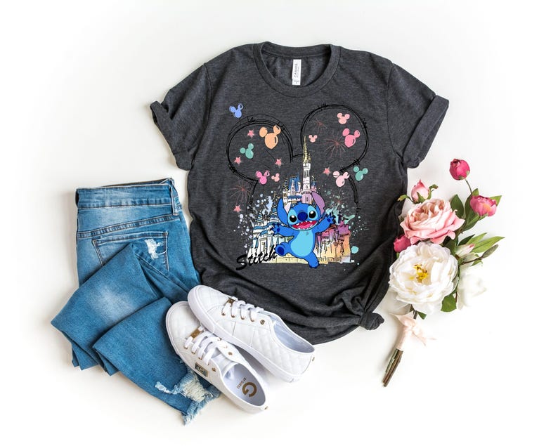 Mickey Ear Stitch and Minnie Bow Angel Couple Shirt, Disney Stitch Ear Boy Shirt, Minnie Bow Angel Girl Tee, Disney Trip Family Matching Tee