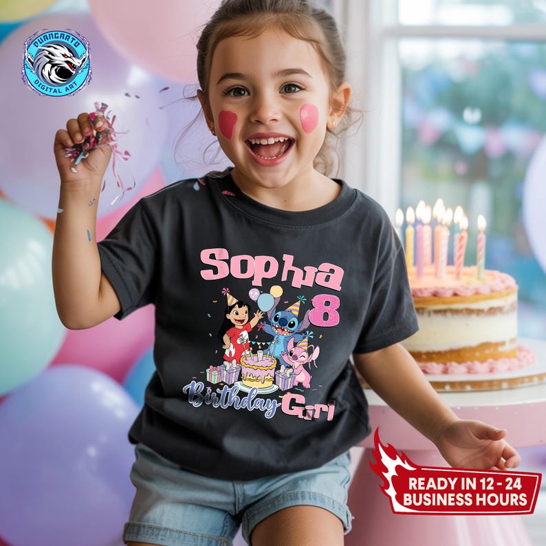 Personalized Lilo & Stitch Birthday Family Shirts, Custom Name and Age Matching Tees
