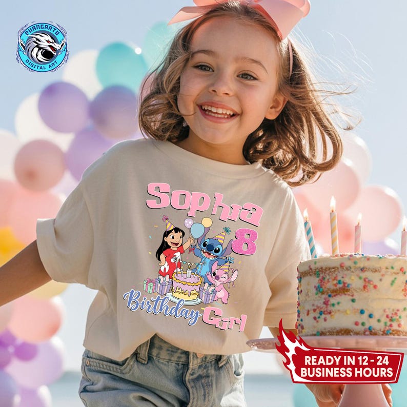Personalized Lilo & Stitch Birthday Family Shirts, Custom Name and Age Matching Tees