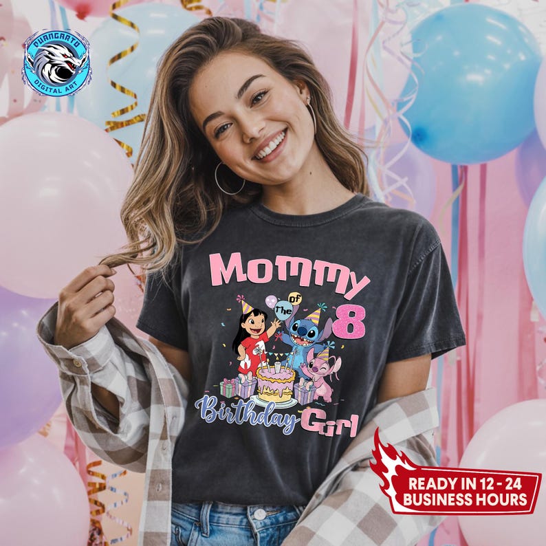 Personalized Lilo & Stitch Birthday Family Shirts, Custom Name and Age Matching Tees