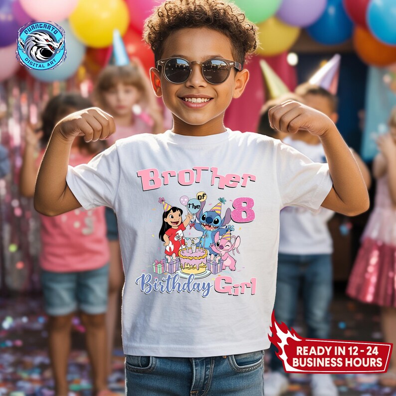 Personalized Lilo & Stitch Birthday Family Shirts, Custom Name and Age Matching Tees