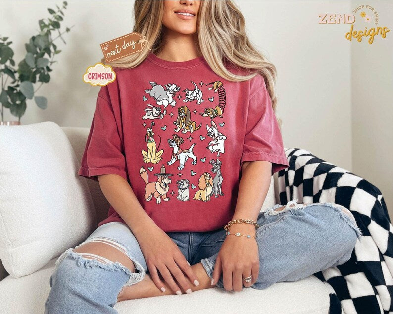 Comfort Colors® Disney Dogs Shirt, Retro Disney Dog Tee, Lady and the Tramp Shirt, Pluto Disney Puppy Tee, Disney Pet Lovers Shirt