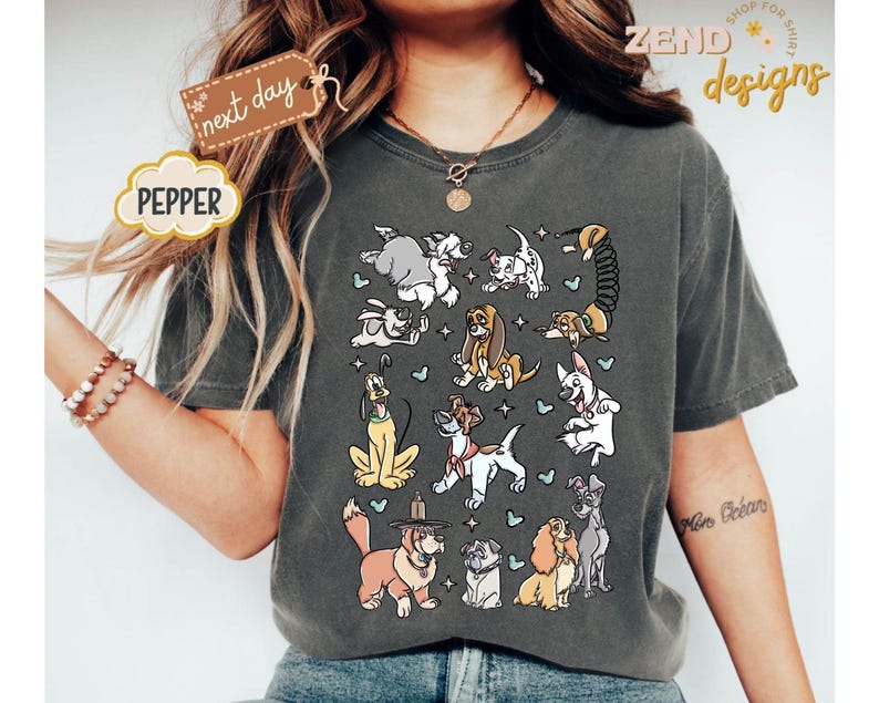 Comfort Colors® Disney Dogs Shirt, Retro Disney Dog Tee, Lady and the Tramp Shirt, Pluto Disney Puppy Tee, Disney Pet Lovers Shirt