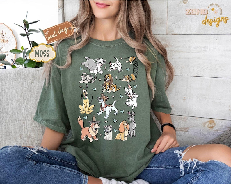 Comfort Colors® Disney Dogs Shirt, Retro Disney Dog Tee, Lady and the Tramp Shirt, Pluto Disney Puppy Tee, Disney Pet Lovers Shirt