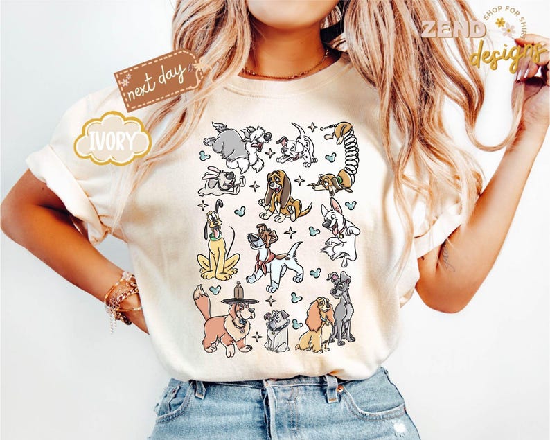 Comfort Colors® Disney Dogs Shirt, Retro Disney Dog Tee, Lady and the Tramp Shirt, Pluto Disney Puppy Tee, Disney Pet Lovers Shirt