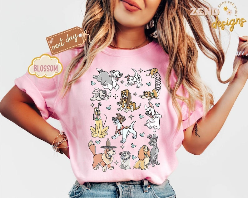 Comfort Colors® Disney Dogs Shirt, Retro Disney Dog Tee, Lady and the Tramp Shirt, Pluto Disney Puppy Tee, Disney Pet Lovers Shirt