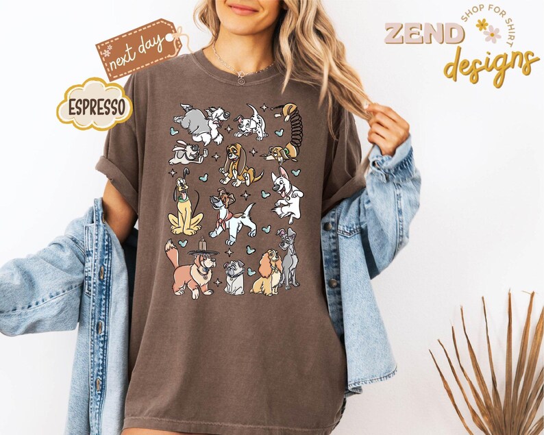Comfort Colors® Disney Dogs Shirt, Retro Disney Dog Tee, Lady and the Tramp Shirt, Pluto Disney Puppy Tee, Disney Pet Lovers Shirt
