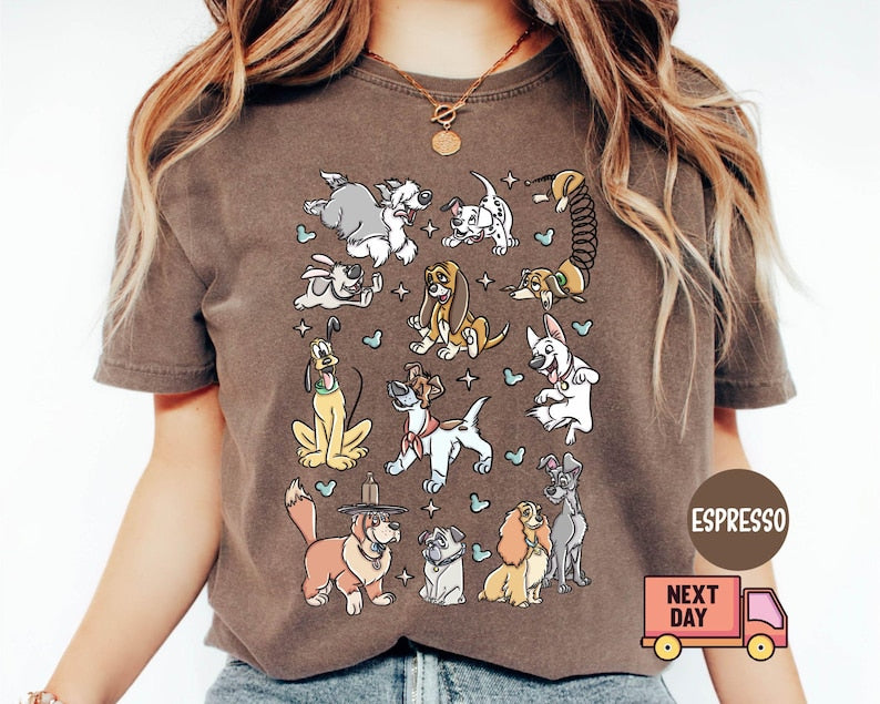 Comfort Colors® Disney Dogs Shirt, Retro Disney Dog Tee, Lady and the Tramp Shirt, Pluto Disney Puppy Tee, Disney Pet Lovers Shirt