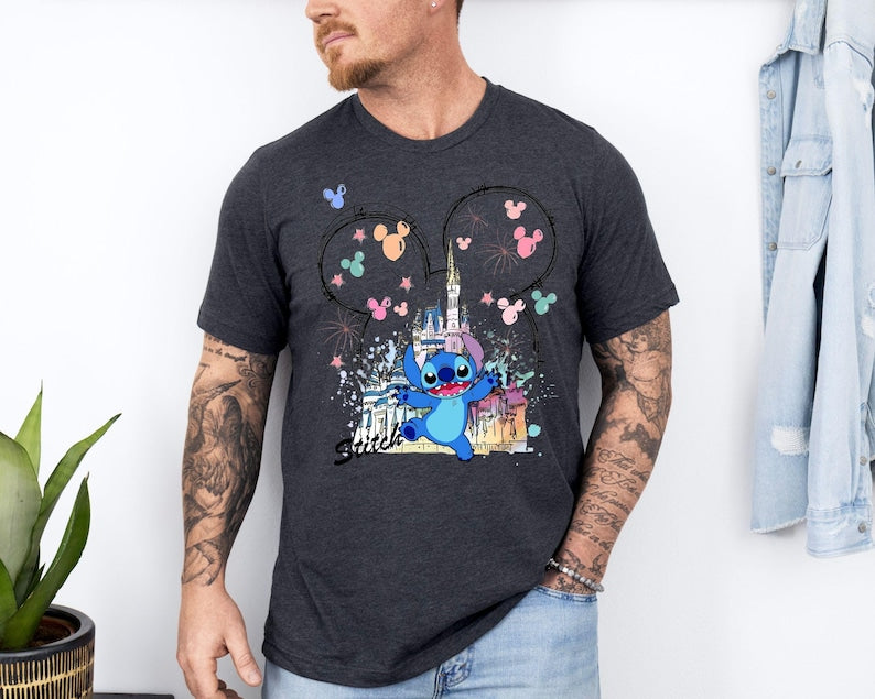 Mickey Ear Stitch and Minnie Bow Angel Couple Shirt, Disney Stitch Ear Boy Shirt, Minnie Bow Angel Girl Tee, Disney Trip Family Matching Tee