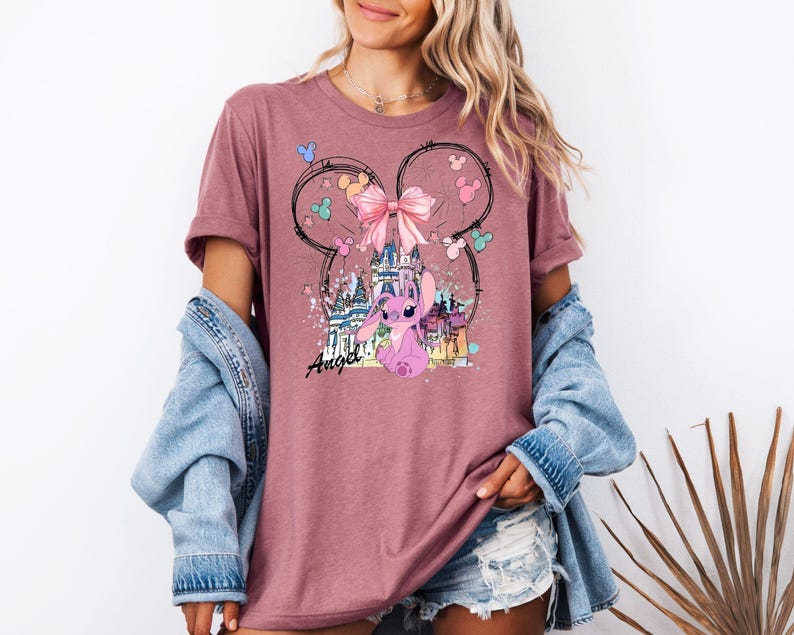 Mickey Ear Stitch and Minnie Bow Angel Couple Shirt, Disney Stitch Ear Boy Shirt, Minnie Bow Angel Girl Tee, Disney Trip Family Matching Tee