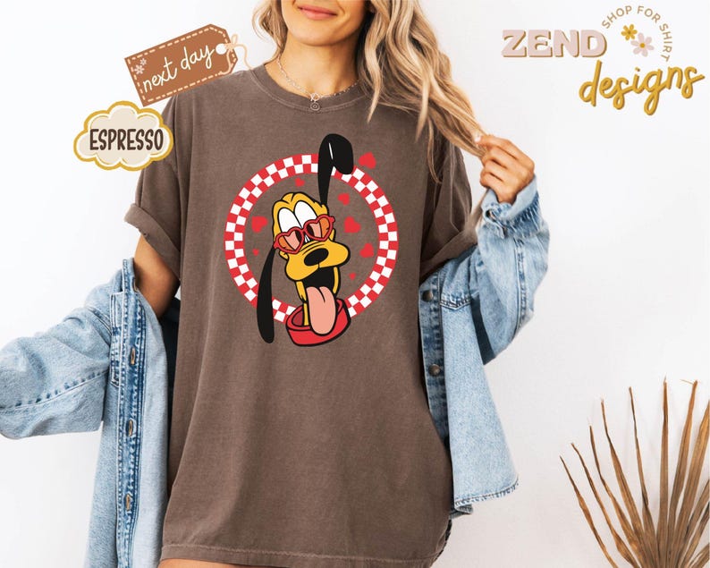 Comfort Colors® Disney Valentine’s Day Mickey and Friends Shirts, Mickey Minnie Donald Daisy Goofy Pluto Love Tee, Cute Heart Sunglasses Tee