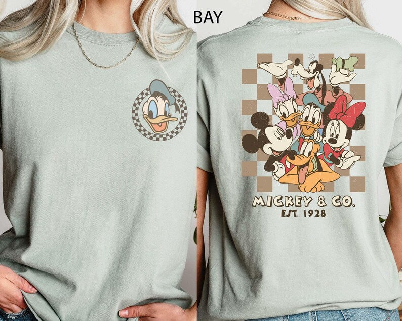 Retro Mickey Minnie Shirts, Retro Mickey and Friends Shirt, Retro Disney Trip Shirt, Checkered Mickey Shirt, Disney Family Vacation Shirt