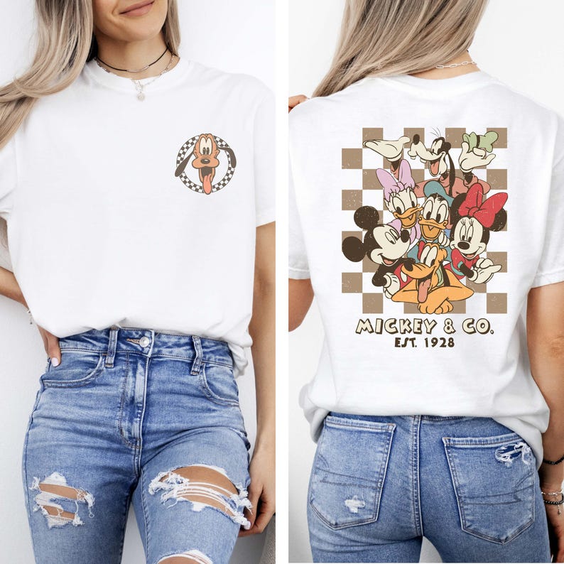 Retro Mickey Minnie Shirts, Retro Mickey and Friends Shirt, Retro Disney Trip Shirt, Checkered Mickey Shirt, Disney Family Vacation Shirt