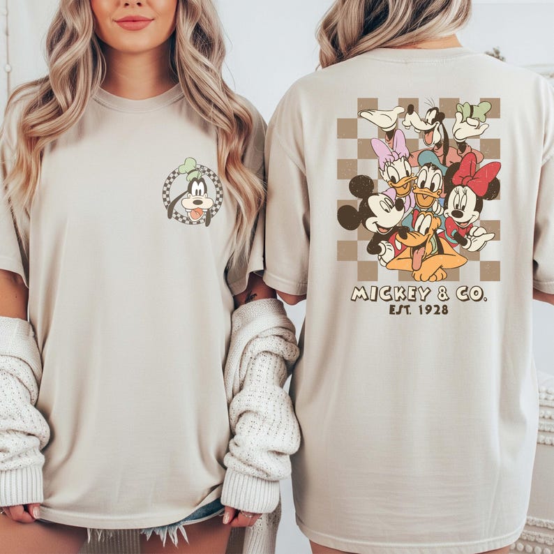 Retro Mickey Minnie Shirts, Retro Mickey and Friends Shirt, Retro Disney Trip Shirt, Checkered Mickey Shirt, Disney Family Vacation Shirt