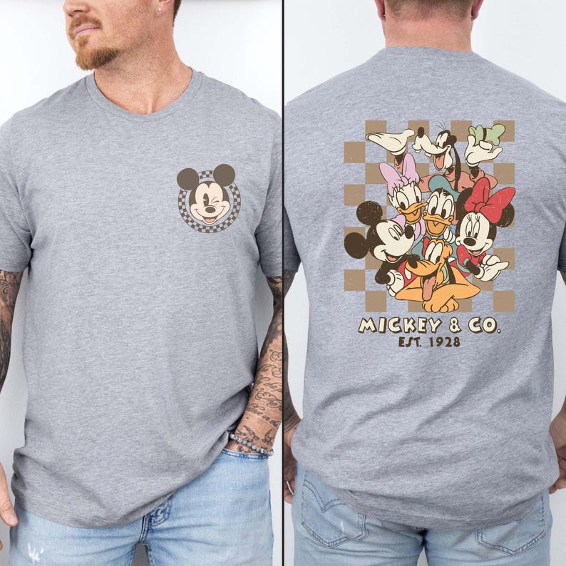 Retro Mickey Minnie Shirts, Retro Mickey and Friends Shirt, Retro Disney Trip Shirt, Checkered Mickey Shirt, Disney Family Vacation Shirt