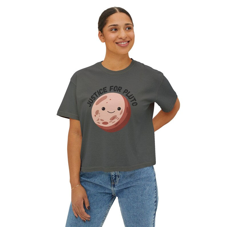 Justice for Pluto T-Shirt, Astronomy Shirt, Womens Cropped Comfort Colors