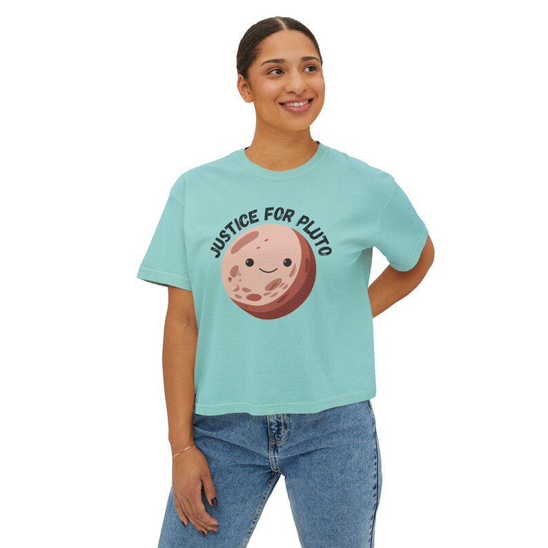 Justice for Pluto T-Shirt, Astronomy Shirt, Womens Cropped Comfort Colors