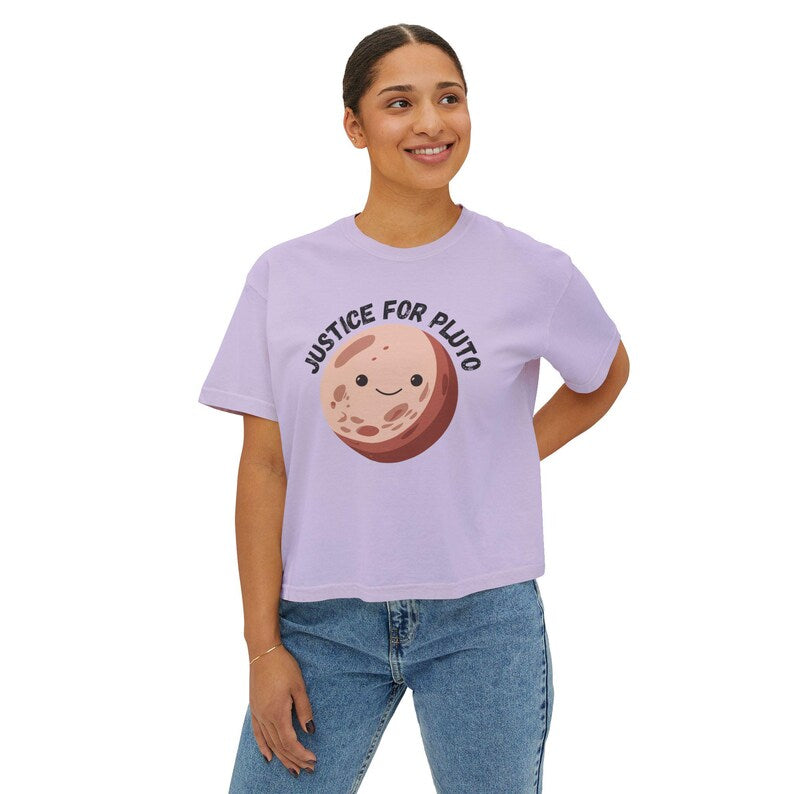 Justice for Pluto T-Shirt, Astronomy Shirt, Womens Cropped Comfort Colors