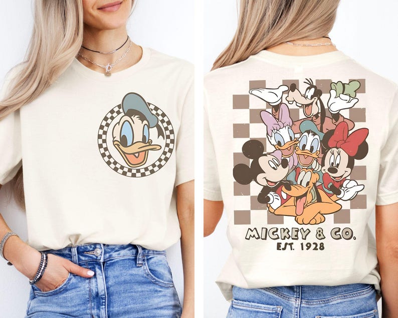 Retro Mickey Minnie Shirts, Retro Mickey and Friends Shirt, Retro Disney Trip Shirt, Checkered Mickey Shirt, Disney Family Vacation Shirt