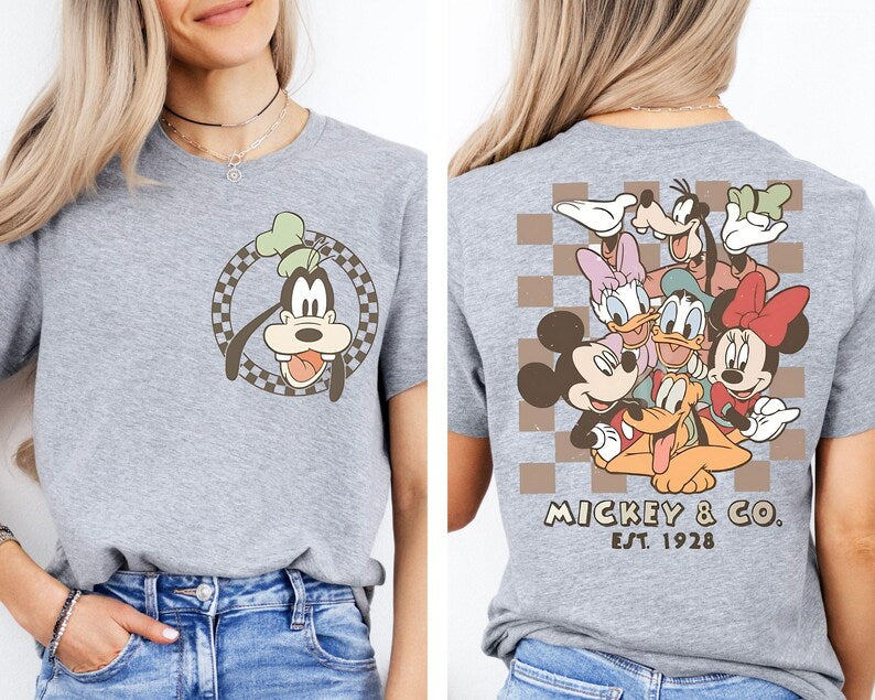 Retro Mickey Minnie Shirts, Retro Mickey and Friends Shirt, Retro Disney Trip Shirt, Checkered Mickey Shirt, Disney Family Vacation Shirt
