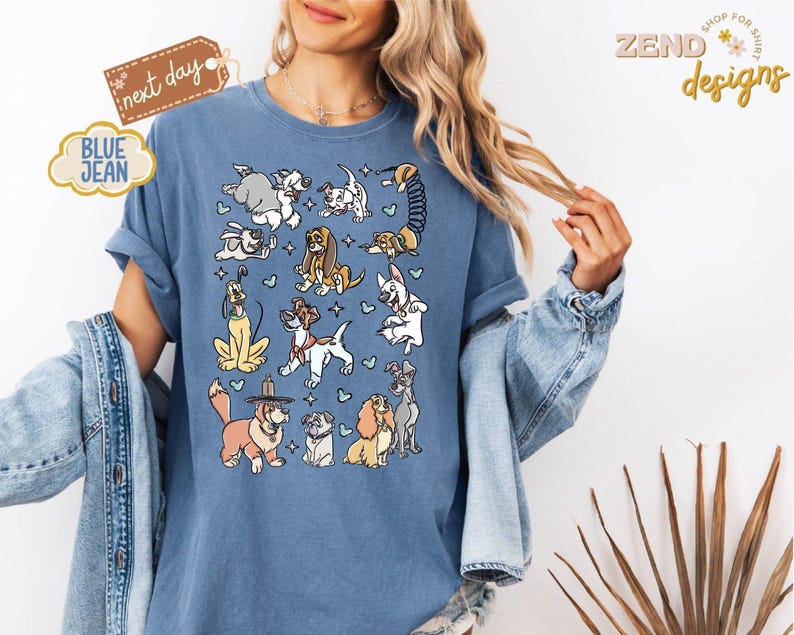Comfort Colors® Disney Dogs Shirt, Retro Disney Dog Tee, Lady and the Tramp Shirt, Pluto Disney Puppy Tee, Disney Pet Lovers Shirt