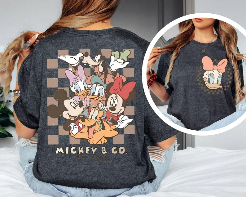 Retro Mickey Minnie Shirts, Retro Mickey and Friends Shirt, Retro Disney Trip Shirt, Checkered Mickey Shirt, Disney Family Vacation Shirt