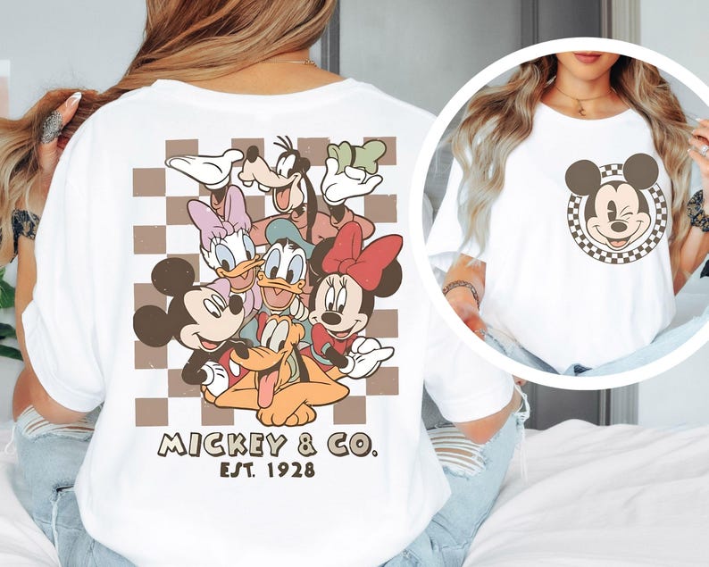 Retro Mickey Minnie Shirts, Retro Mickey and Friends Shirt, Retro Disney Trip Shirt, Checkered Mickey Shirt, Disney Family Vacation Shirt