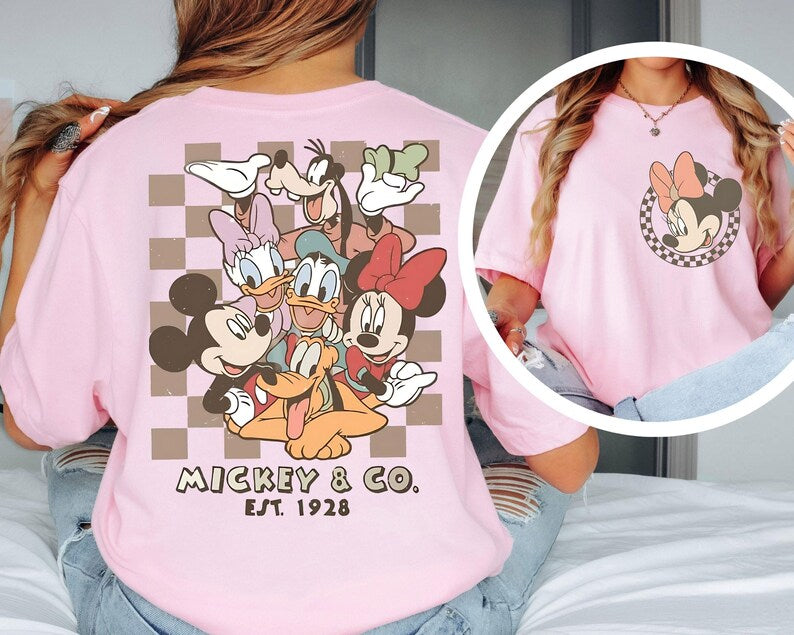 Retro Mickey Minnie Shirts, Retro Mickey and Friends Shirt, Retro Disney Trip Shirt, Checkered Mickey Shirt, Disney Family Vacation Shirt