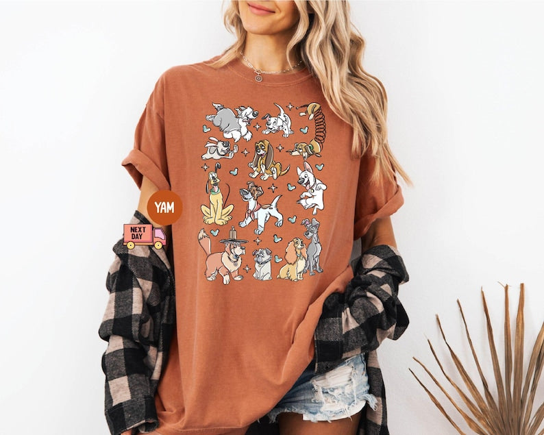 Comfort Colors® Disney Dogs Shirt, Retro Disney Dog Tee, Lady and the Tramp Shirt, Pluto Disney Puppy Tee, Disney Pet Lovers Shirt