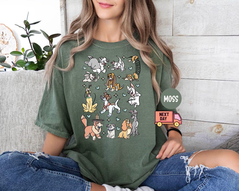 Comfort Colors® Disney Dogs Shirt, Retro Disney Dog Tee, Lady and the Tramp Shirt, Pluto Disney Puppy Tee, Disney Pet Lovers Shirt
