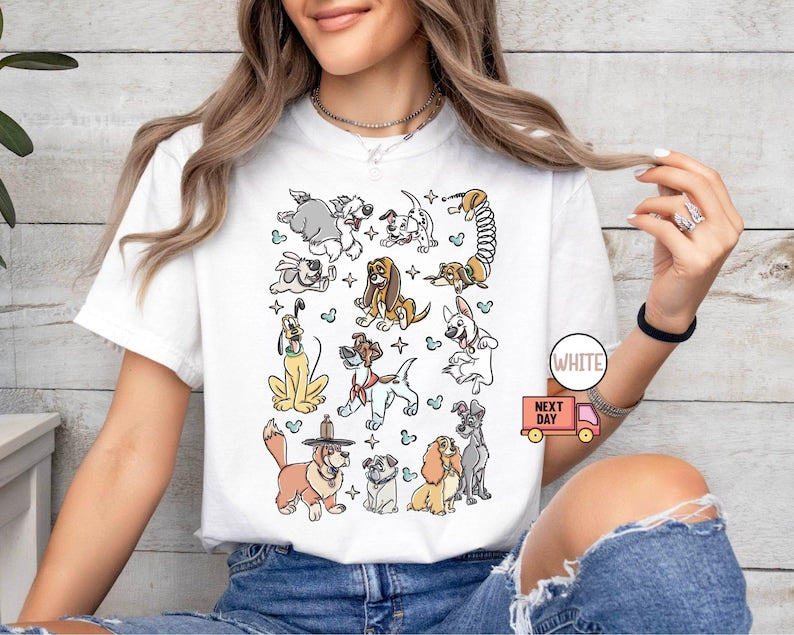 Comfort Colors® Disney Dogs Shirt, Retro Disney Dog Tee, Lady and the Tramp Shirt, Pluto Disney Puppy Tee, Disney Pet Lovers Shirt