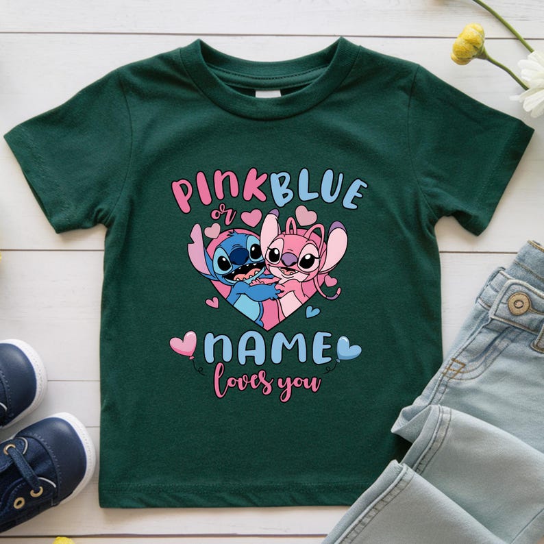 Stitch Gender Reveal Shirt | Pink or Blue Baby Announcement