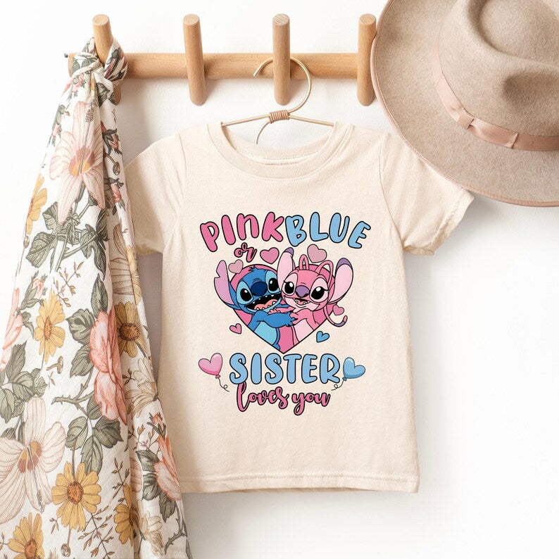 Stitch Gender Reveal Shirt | Pink or Blue Baby Announcement