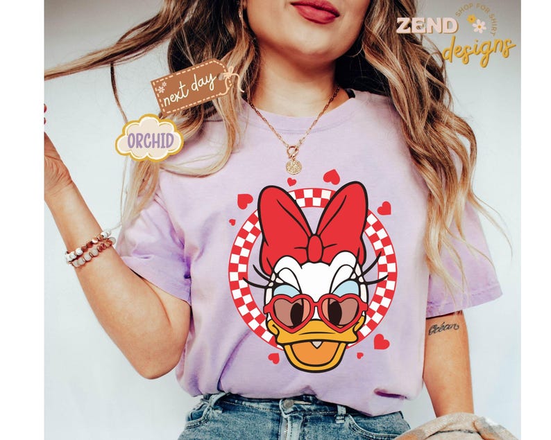 Comfort Colors® Disney Valentine’s Day Mickey and Friends Shirts, Mickey Minnie Donald Daisy Goofy Pluto Love Tee, Cute Heart Sunglasses Tee