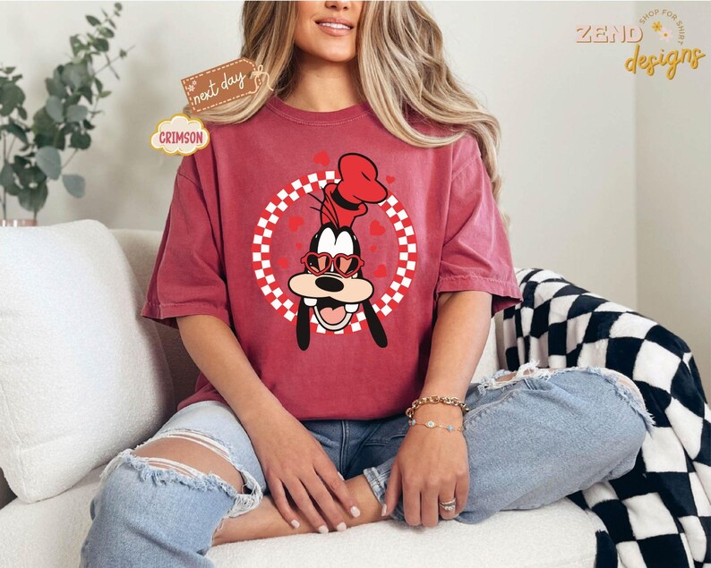 Comfort Colors® Disney Valentine’s Day Mickey and Friends Shirts, Mickey Minnie Donald Daisy Goofy Pluto Love Tee, Cute Heart Sunglasses Tee