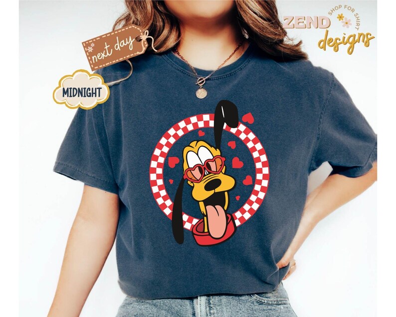 Comfort Colors® Disney Valentine’s Day Mickey and Friends Shirts, Mickey Minnie Donald Daisy Goofy Pluto Love Tee, Cute Heart Sunglasses Tee