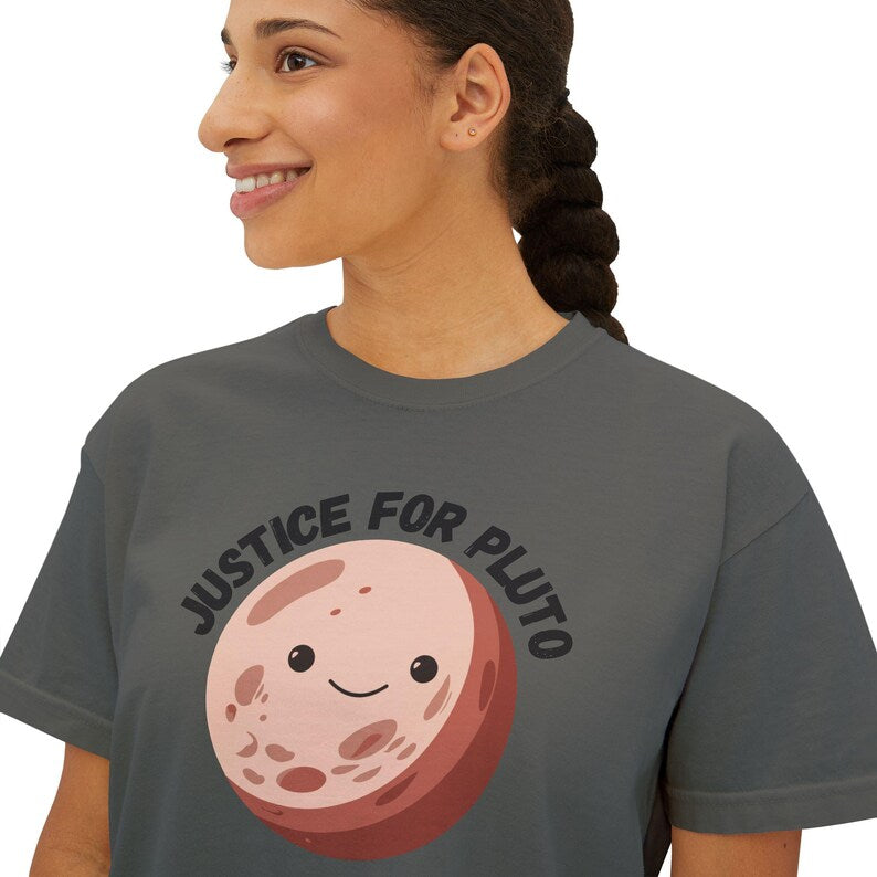 Justice for Pluto T-Shirt, Astronomy Shirt, Womens Cropped Comfort Colors