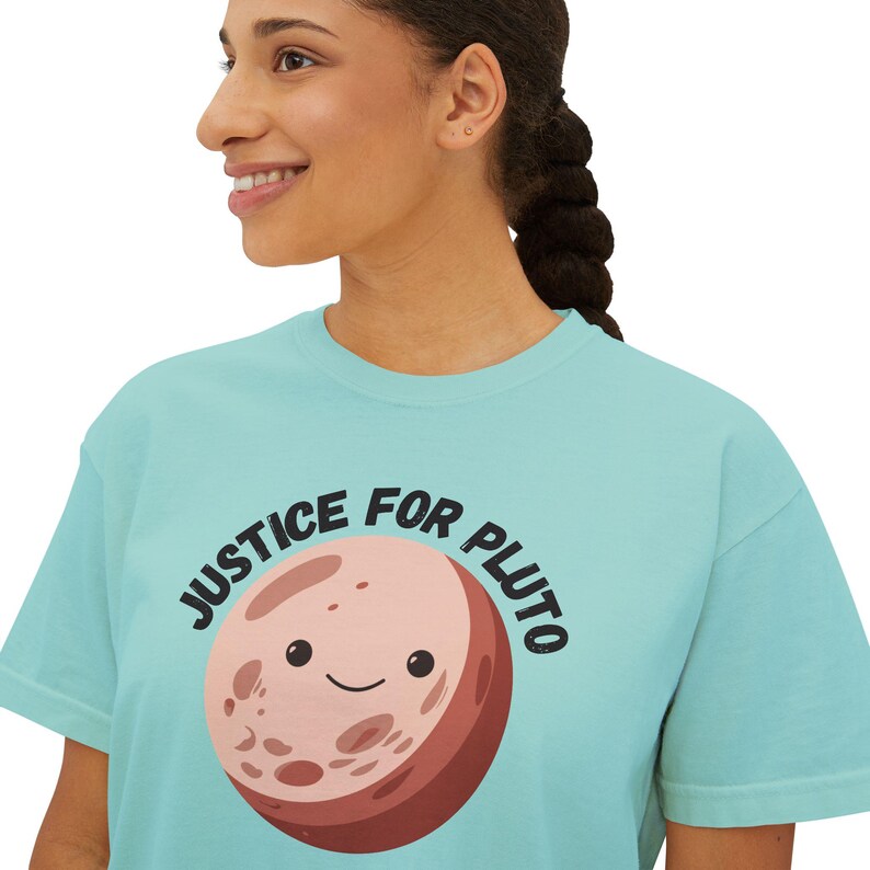 Justice for Pluto T-Shirt, Astronomy Shirt, Womens Cropped Comfort Colors