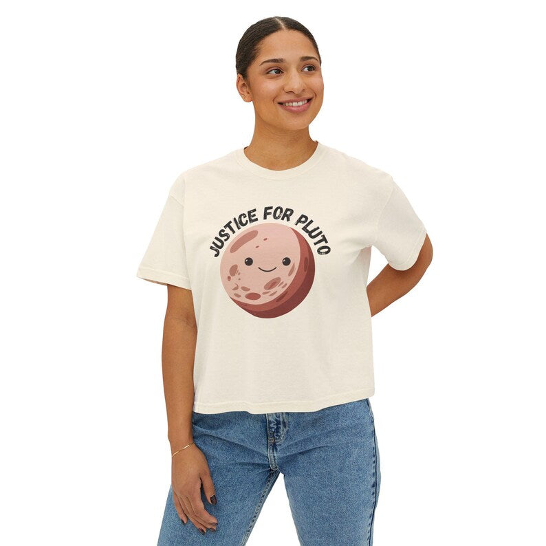 Justice for Pluto T-Shirt, Astronomy Shirt, Womens Cropped Comfort Colors