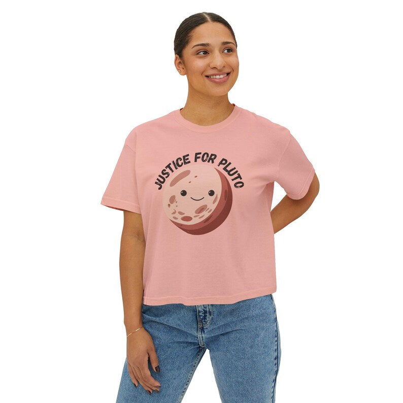 Justice for Pluto T-Shirt, Astronomy Shirt, Womens Cropped Comfort Colors