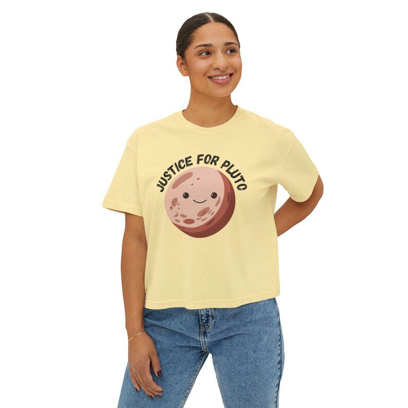 Justice for Pluto T-Shirt, Astronomy Shirt, Womens Cropped Comfort Colors