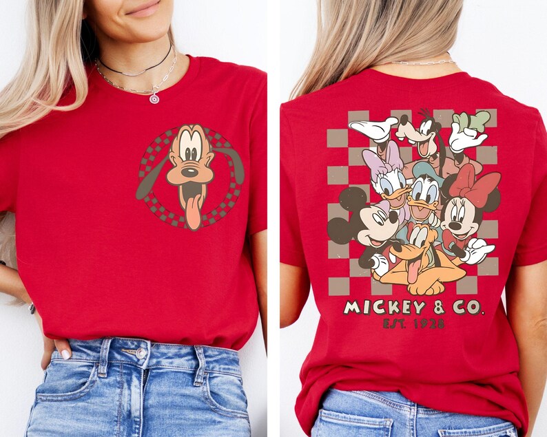 Retro Mickey Minnie Shirts, Retro Mickey and Friends Shirt, Retro Disney Trip Shirt, Checkered Mickey Shirt, Disney Family Vacation Shirt