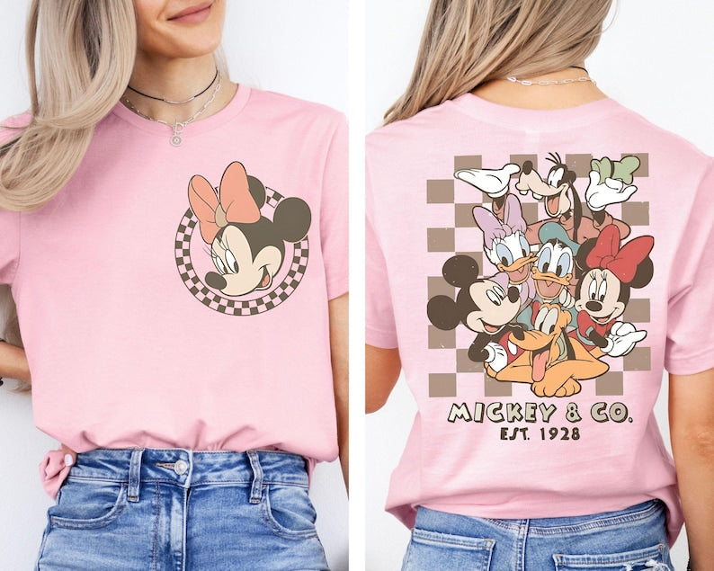 Retro Mickey Minnie Shirts, Retro Mickey and Friends Shirt, Retro Disney Trip Shirt, Checkered Mickey Shirt, Disney Family Vacation Shirt